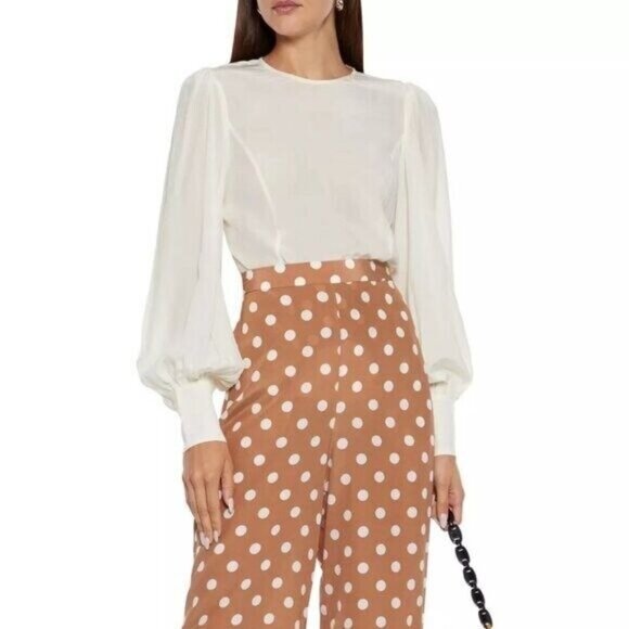 Zimmermann Silk Billow Sleeve Blouse Gold Button Detail - Picture 1 of 11